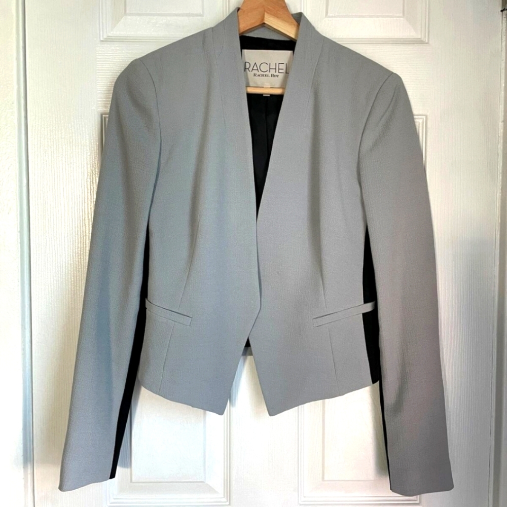 RACHEL By Rachel Roy Women's Size 8 Architexture Gull Gray Blazer